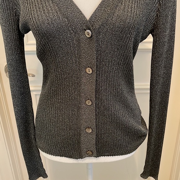 Dana Buchman Silver Lurex Cardigan - Picture 4 of 8
